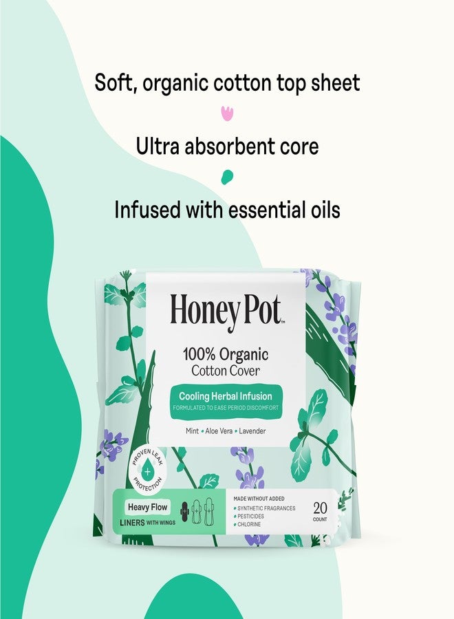 The Honey Pot Company - Herbal Panty Liners for Women - Heavy Flow w/Wings - Infused w/Essential Oils for Cooling Effect & Organic Cotton Cover - Feminine Care - 20 ct - Image 4